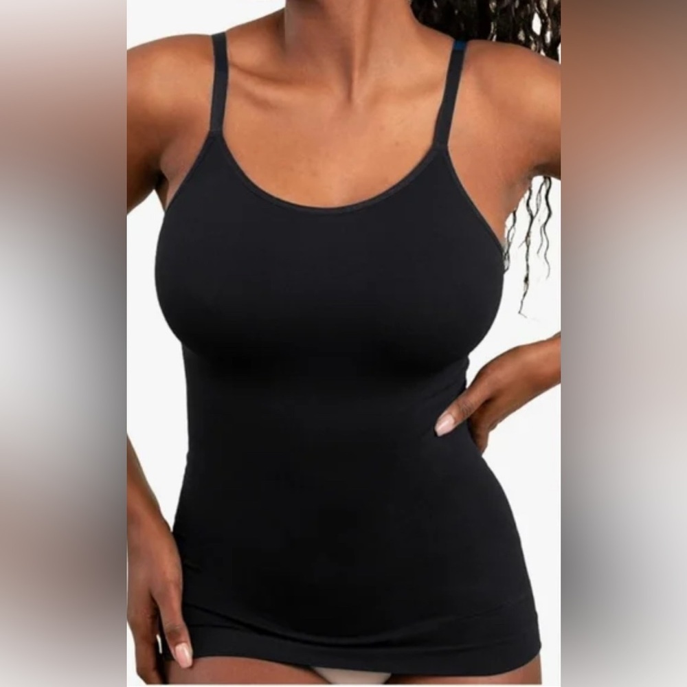 NWT Empetua Black Adjustable Strap Scoop Neck Cami Tummy Control Women